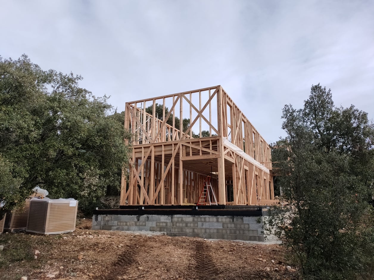 Maison bioclimatique en ossature bois.